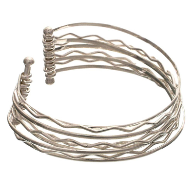 Sterling silver cuff bracelet, 'Riptide' - Sterling Silver Cuff Bracelet