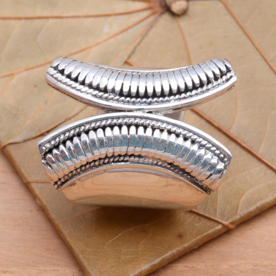 Sterling silver wrap ring, 'Encounters' - Hand Crafted Sterling Silver Wrap Ring