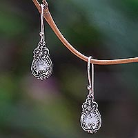 Sterling Silver and Moonstone Dangle Earrings,'Moon Flowers'
