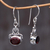 Garnet dangle earrings, 'Indonesian Romance' - Sterling Silver Garnet Dangle Earrings