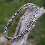 Men's sterling silver braided bracelet, 'Friendship' - Sterling Silver Chain Bracelet