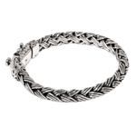 Men's sterling silver braided bracelet, 'Friendship' - Sterling Silver Chain Bracelet