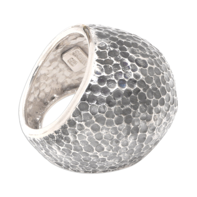 Sterling silver dome ring, 'Lava Flow' - Sterling silver dome ring