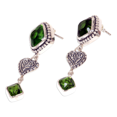 Sterling silver drop earrings, 'Beautiful Heart' - Sterling silver drop earrings