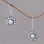 Pearl Sterling Silver Dangle Earrings, 'Sunny Day'