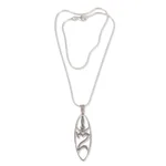 Rainbow moonstone pendant necklace, 'Peace for the World' - Sterling Silver and Rainbow Moonstone Pendant Necklace