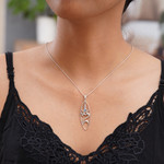 Rainbow moonstone pendant necklace, 'Peace for the World' - Sterling Silver and Rainbow Moonstone Pendant Necklace