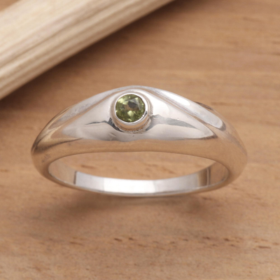 Peridot solitaire ring, 'A Promise' - Peridot And Sterling Silver Ring