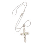 Peridot cross necklace, 'Sacred Cross' - Religious Peridot Necklace