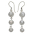 Pearl dangle earrings, 'Three Full Moons' - Pearl Sterling Silver Dangle Earrings thumbail