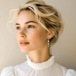 Pearl dangle earrings, 'Three Full Moons' - Pearl Sterling Silver Dangle Earrings