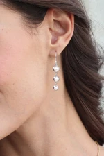 Pearl dangle earrings, 'Three Full Moons' - Pearl Sterling Silver Dangle Earrings