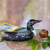 Wood statuette, 'Male Common Loon' - Albesia Wood Duck Sculpture (image 2j) thumbail