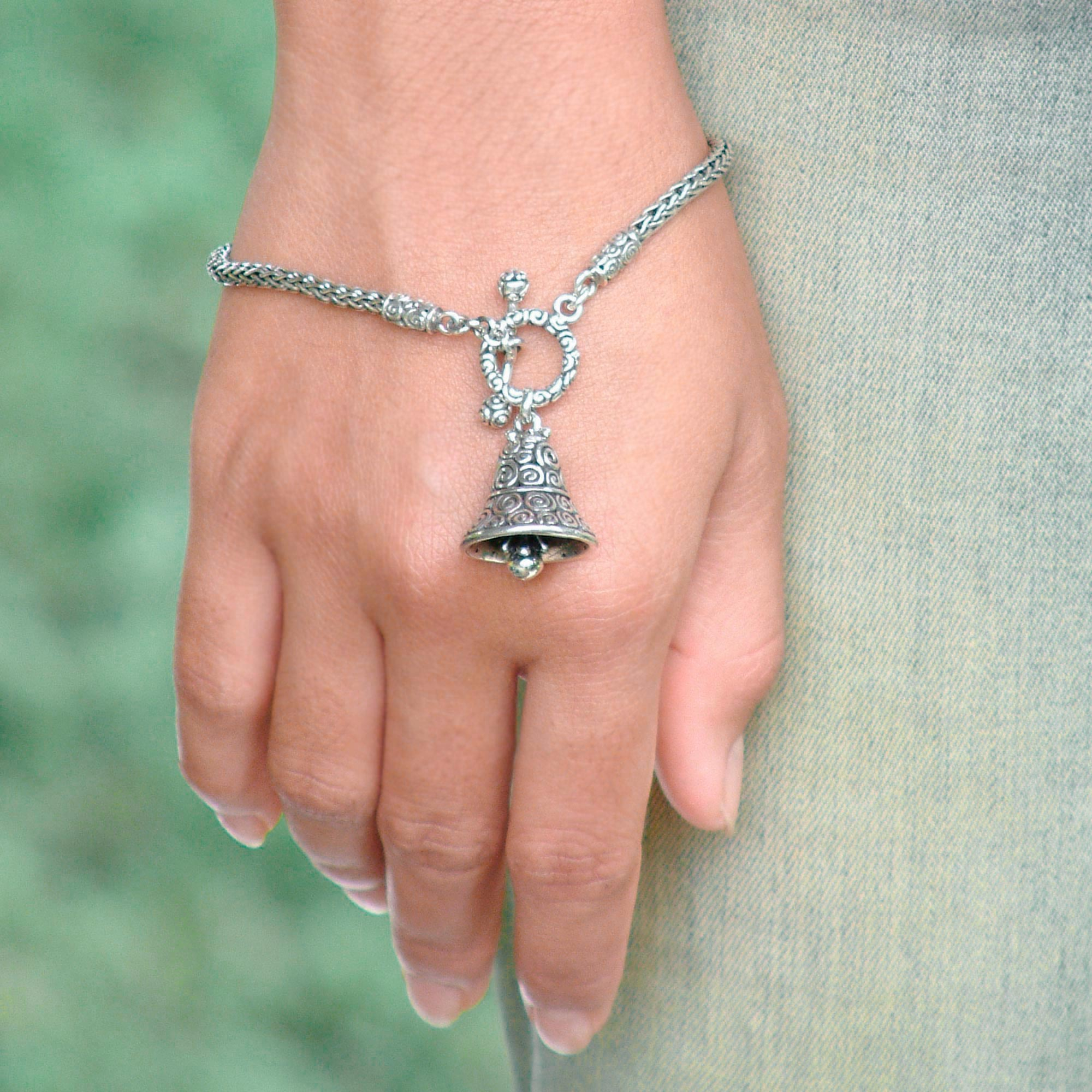 Sterling Silver Charm Bracelet - Sound of a Bell | NOVICA