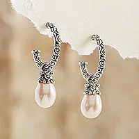 Featured review for Cultured pearl dangle earrings, Blushing Rose