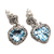 Topaz earrings, 'Quiet Heart' - Heart Shaped Blue Topaz Sterling Silver Earrings (image 2c) thumbail