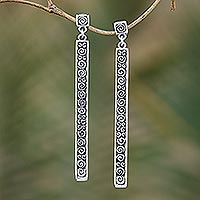 Sterling silver dangle earrings, 'Trailing Curls' - Artisan jewellery Sterling Silver Dangle Earrings