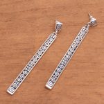 Sterling silver dangle earrings, 'Trailing Curls' - Artisan Jewelry Sterling Silver Dangle Earrings