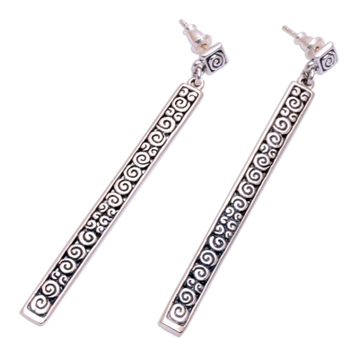 Sterling silver dangle earrings, 'Trailing Curls' - Artisan Jewelry Sterling Silver Dangle Earrings