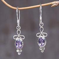 Amethyst drop earrings, 'Violet Kiss' - Amethyst drop earrings