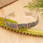 Peridot cuff bracelet, 'Paradise' - Peridot Sterling Silver Cuff Bracelet