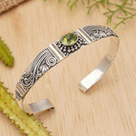 Peridot cuff bracelet, 'Paradise' - Peridot Sterling Silver Cuff Bracelet