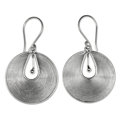 Sterling silver dangle earrings, 'Idea' - Sterling Silver Dangle Earrings