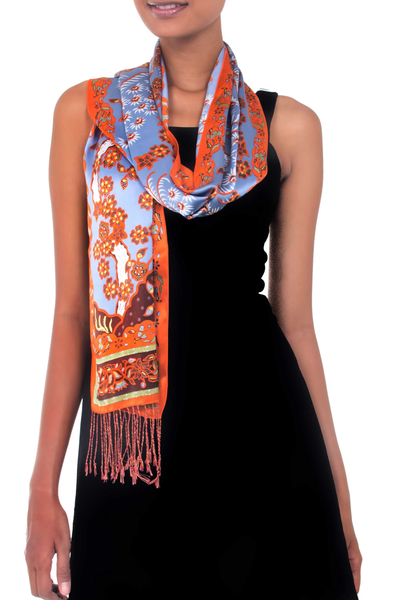 Seidenbatikschal 'Springtime' - Batik-Schal aus Seide