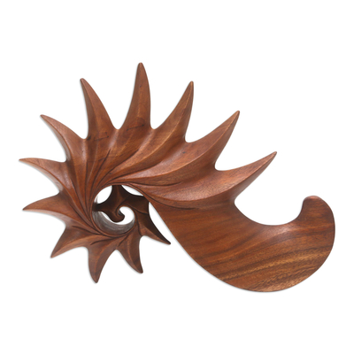 Wood sculpture, 'Vision' - Handcrafted Modern Wood Sculpture from Indonesia