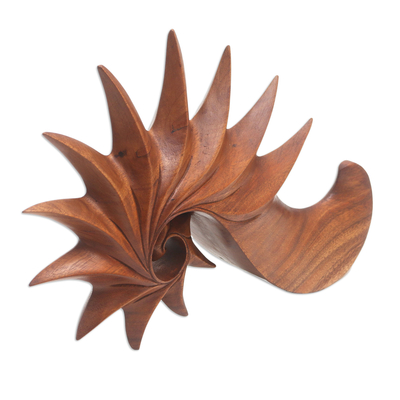 Wood sculpture, 'Vision' - Handcrafted Modern Wood Sculpture from Indonesia