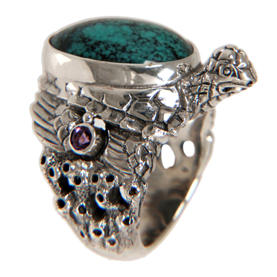 Sterling Silver and Reconstituted Turquoise Ring
