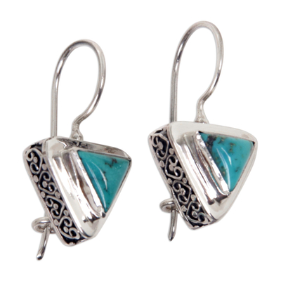 Sterling silver drop earrings, 'Oriental Triangle' - Modern Sterling Silver Drop Earrings