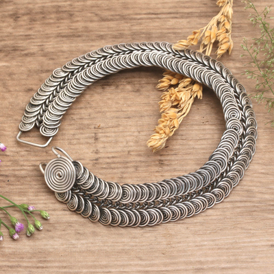 Sterling silver braid bracelet, 'Snail Pass' - Sterling silver Link Bracelet