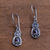 Garnet earrings, 'Red Blossoms' - Sterling Silver Garnet Dangle Earrings (image 2b) thumbail