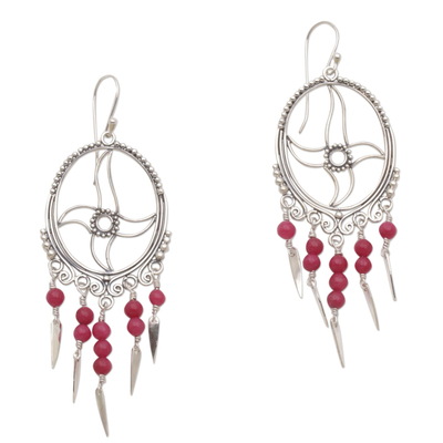 Agate chandelier earrings, 'Joyful Life' - Agate chandelier earrings