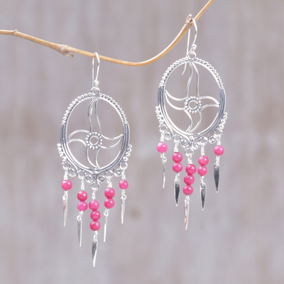 Agate chandelier earrings, 'Joyful Life' - Agate chandelier earrings
