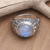 Rainbow moonstone solitaire ring, 'Sacred Lotus' - Rainbow Moonstone and Sterling Silver Ring from Bali thumbail