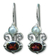 Garnet and pearl dangle earrings, 'Sunrise Spirit' - Sterling Silver Garnet Drop Earrings thumbail