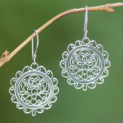 Sterling silver dangle earrings, 'Sunflower' - Sterling Silver Dangle Earrings