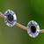 Garnet button earrings, 'Exuberance' - Garnet Sterling Silver Button Earrings