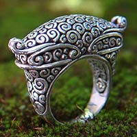Sterling silver cocktail ring, 'Empress'