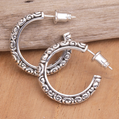Sterling silver hoop earrings, Complexity Hoop