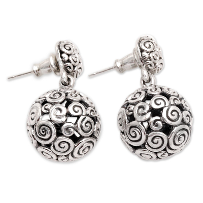 Sterling silver dangle earrings, 'Silver Twist' - Sterling Silver Dangle Earrings