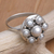 Pearl cocktail ring, 'White Rose' - Sterling Silver and Pearl Cluster Ring (image 2) thumbail