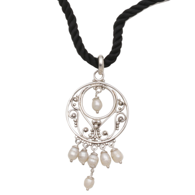 Perlenkette - Halskette mit Anhänger aus Sterlingsilber und Perlen