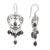 Pearl chandelier earrings, 'Heart Symphony in Black' - Sterling Silver Pearl Heart Shaped Earrings (image 2b) thumbail