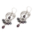 Pearl chandelier earrings, 'Heart Symphony in Black' - Sterling Silver Pearl Heart Shaped Earrings (image 2c) thumbail