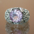 Amethyst solitaire ring, 'Spring' - Faceted Amethyst Floral Silver Solitaire Ring (image 2b) thumbail