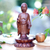 Wood statuette, 'A Simple and True Life' - Indonesian Wood Buddha Sculpture