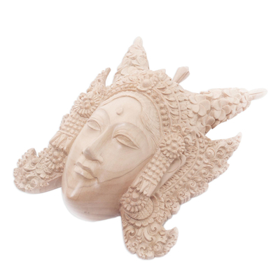 Wood mask, 'Legong Keraton Dancer' - Fair Trade Cultural Wood Dance Mask from Bali